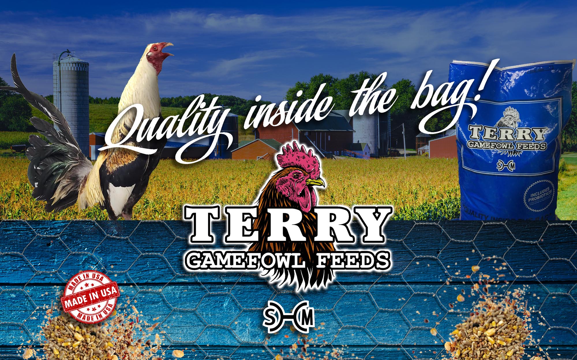 Terry Gamefowl Homepage background. Farm, Feed, Rooster
